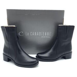 LA CANADIENNE Perla Italian Black Leather Ankle Boot Waterproof Women's Size 5 M